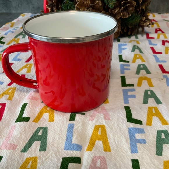 Red Enamel Christmas/Winter Mug, Let It Snow, New - Picture 3 of 5